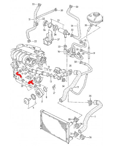 Durite échangeur eau huile Volkswagen Golf III vr6 12v aaa abv 2.8L 2.9L