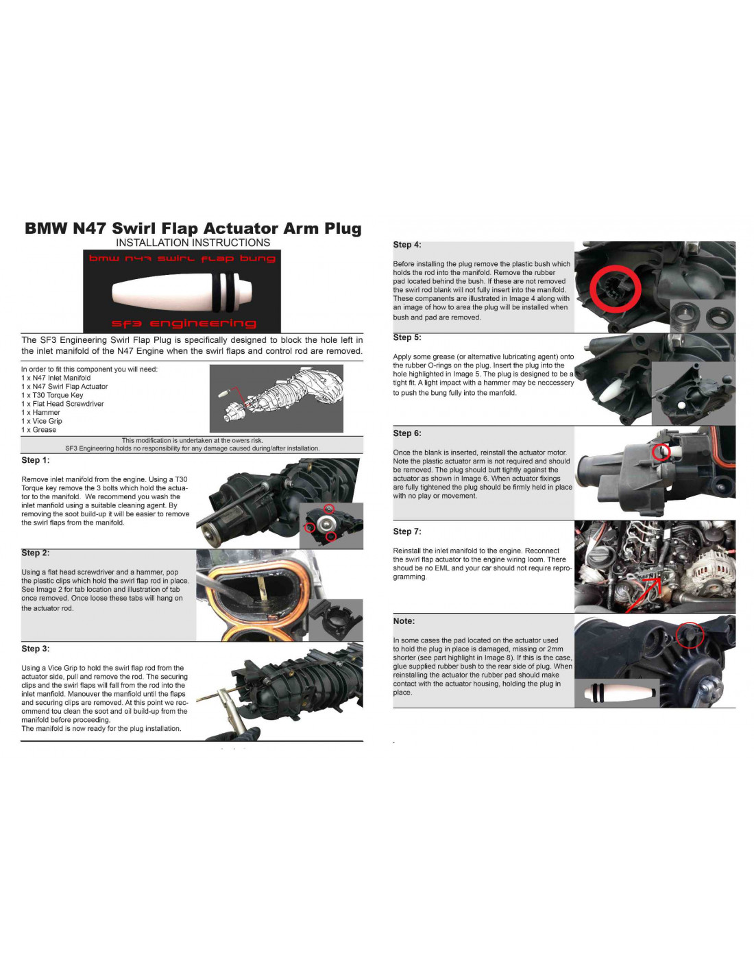 Kit de suppression clapets admission moteurs BMW N47N / B37 / B47