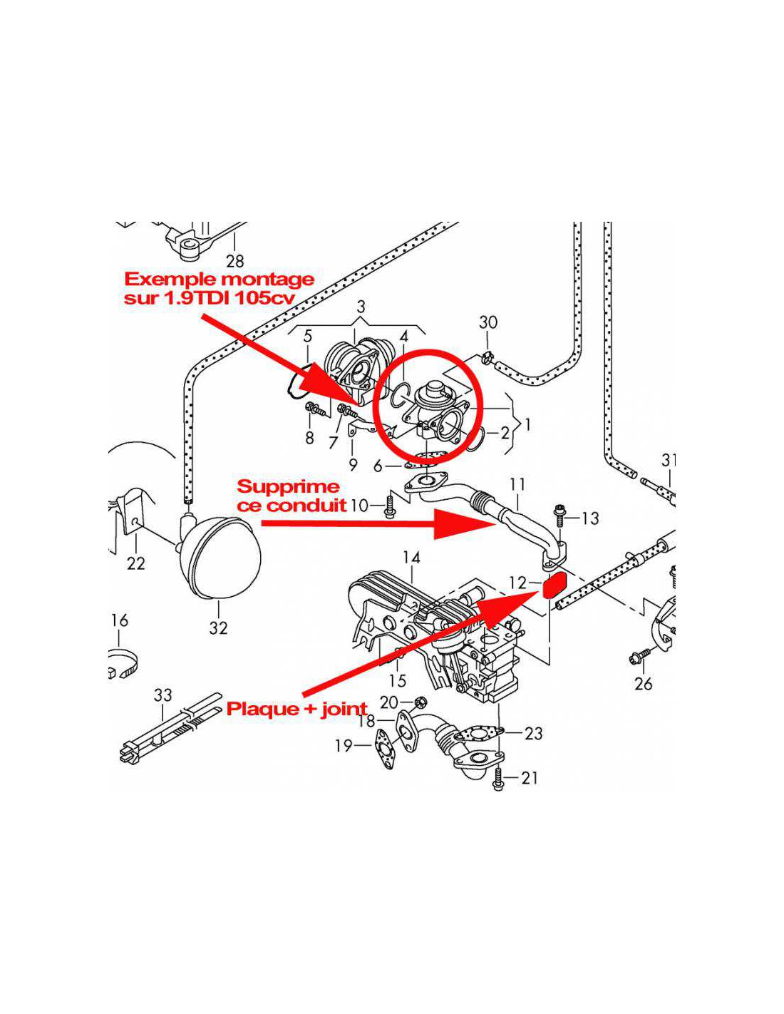 Kit de suppression EGR, Audi / Seat / Skoda / VW - Plaques suppress