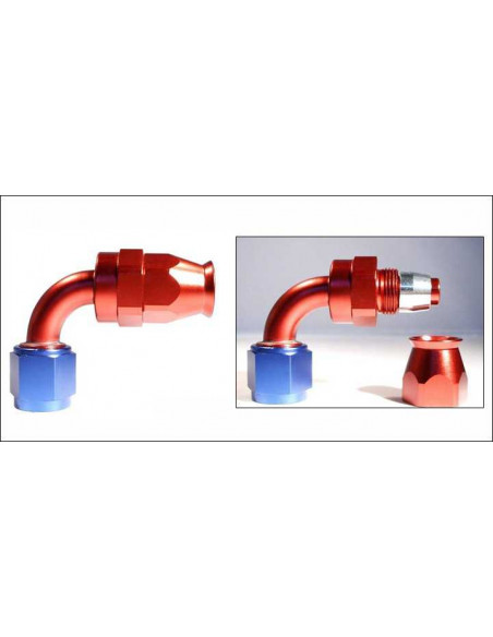 Raccord 90° DASH 4 an4 - série 200 - bleu et rouge