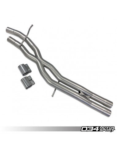 RES-X and X-PIPE 034Motorsport exhaust resonator removal pipes for Audi S4 B9 3.0 V6 TFSI 354cv