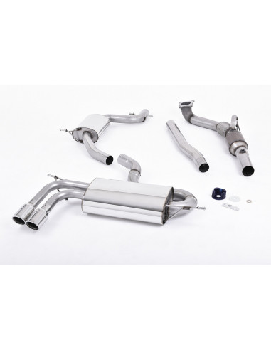Complete Milltek stainless steel exhaust line with Cata Sport Hi-Flow and intermediate silencer for Audi A3 8P 1.8 TFSi