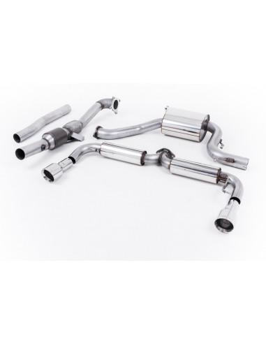 Complete Milltek stainless steel line with replacement of Hi-Flow HJS or Race 200 cell sports catalyst for Scirocco R 2.0 TSI