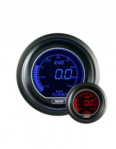 Prosport DIGITAL Turbo Pressure Gauge 52mm 0 to 3 bars with probe and wiring