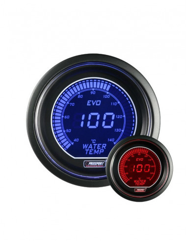 Manomètre température eau DIGITAL Prosport 52mm 40 à 140 degrés avec sonde et câblage