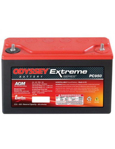 Batterie ODYSSEY Compétition Racing Extrême 30 PC950 34AH 250x97x156 9.0Kg